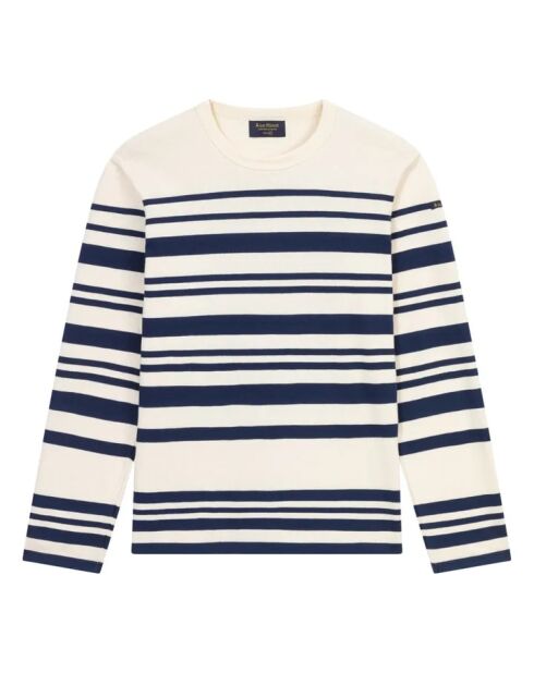 Marineblauw marinière-T-shirt van katoen met lange mouwen