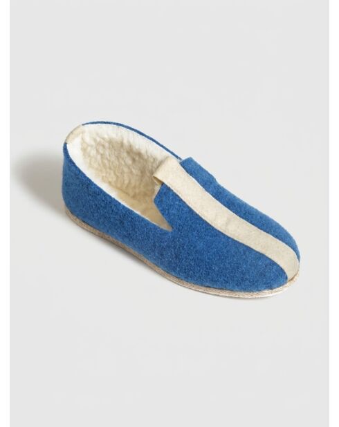 Blaue/ecrufarbene Wolle Neo charentaises