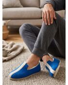 Blaue/ecrufarbene Wolle Neo charentaises