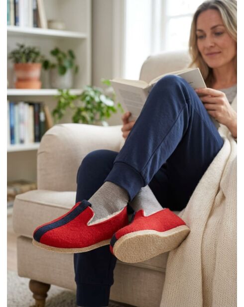Rot/marineblaue Wolle Neo charentaises