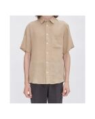 Camicia Bellini Logo beige in lino