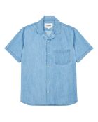 Chemisette en coton Washed Denim bleu indigo