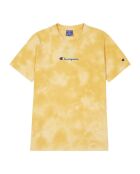 Gelbes Tie and Dye Baumwoll-T-Shirt