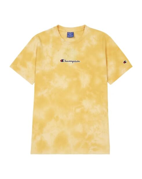 Gelbes Tie and Dye Baumwoll-T-Shirt