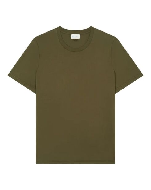 Camiseta verde caqui de manga corta de algodón orgánico