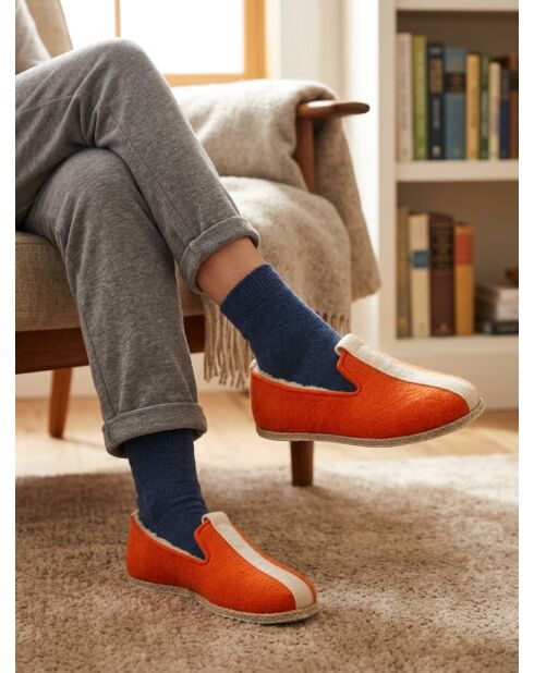 Wolle Neo charentaises in Orange/Ecru