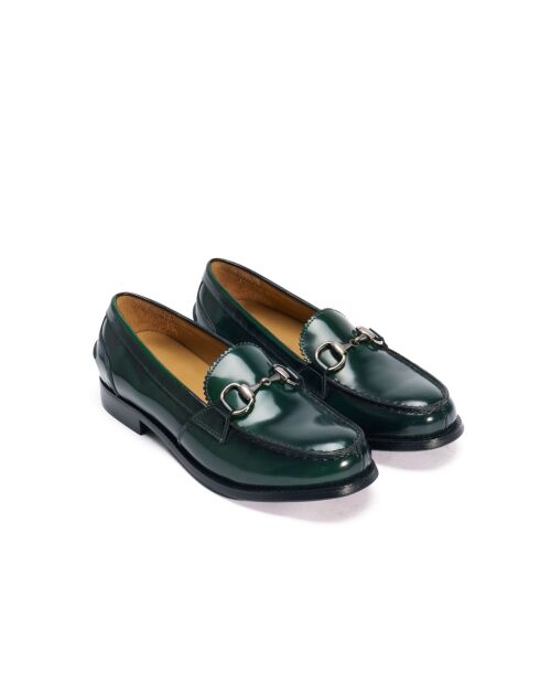 Groene leren mocassins