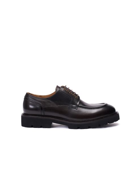 Derbies à plateau en cuir brun foncé