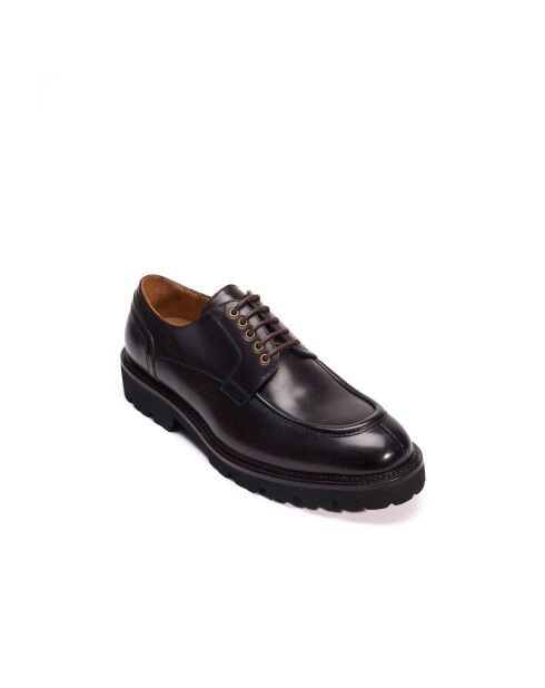 Derbies à plateau en cuir brun foncé