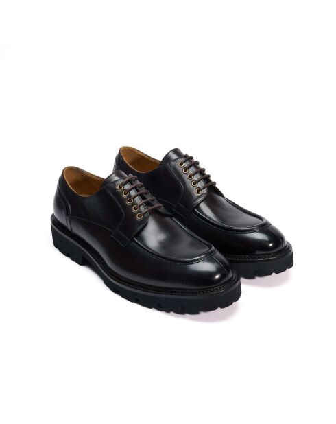 Derbies à plateau en cuir brun foncé