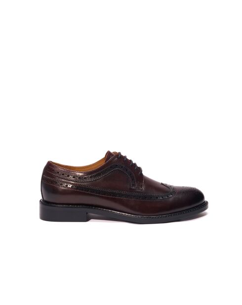 Derbies à bout golf en cuir bordeaux