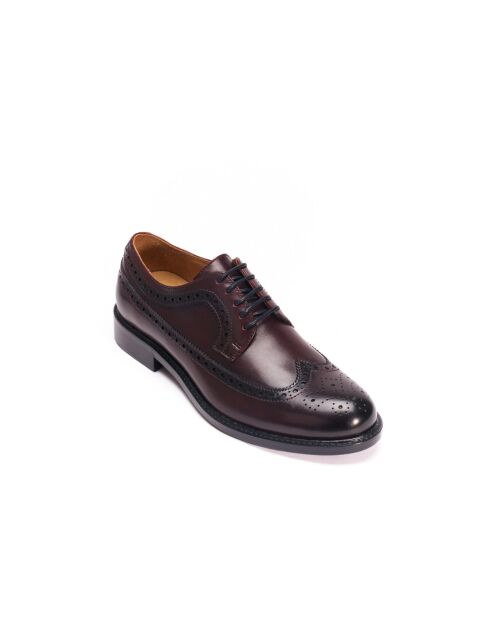 Derbies à bout golf en cuir bordeaux