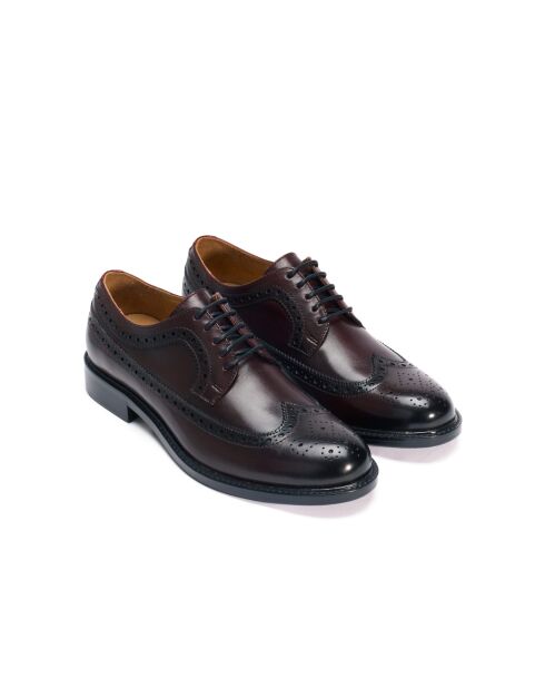 Derbies à bout golf en cuir bordeaux