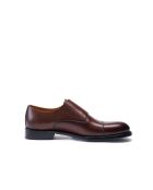Chaussures à double boucle à bout droit en cuir brun foncé