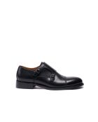 Chaussures à double boucle à bout droit en cuir noires