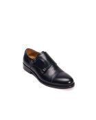 Chaussures à double boucle à bout droit en cuir noires
