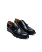 Chaussures à double boucle à bout droit en cuir noires