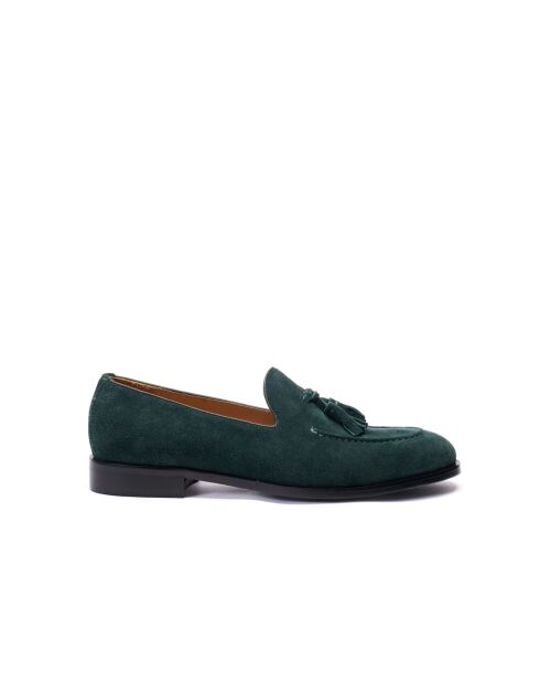 Mocassins à pompons en daim verts