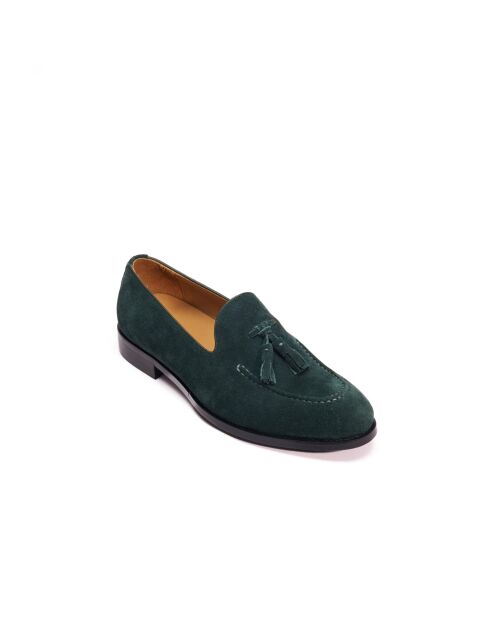 Mocassins à pompons en daim verts