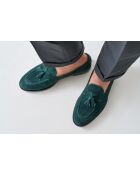 Mocassins à pompons en daim verts