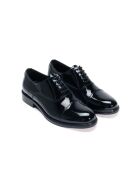 Zwarte oxfords van lakleer met rechte neus