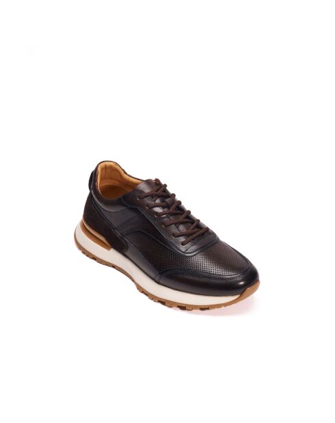 Baskets en cuir brun foncé