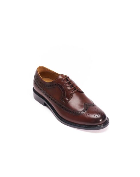 Derbies à bout golf en cuir bruns