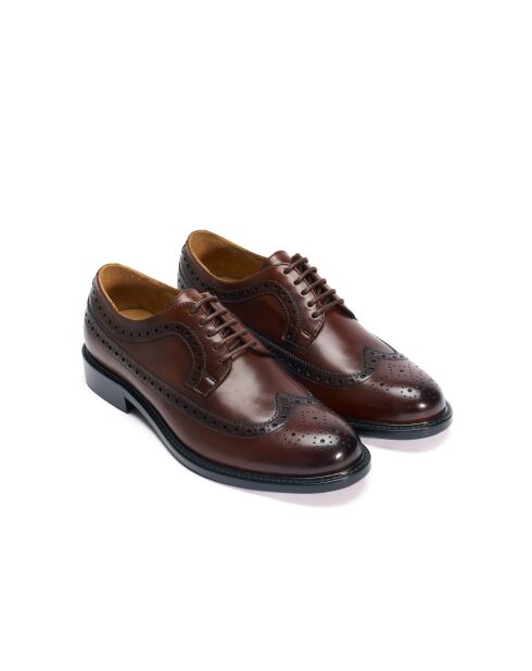 Derbies à bout golf en cuir bruns