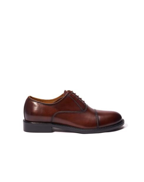 Bruine leren oxfords met rechte neus