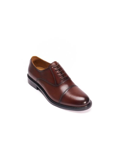 Bruine leren oxfords met rechte neus