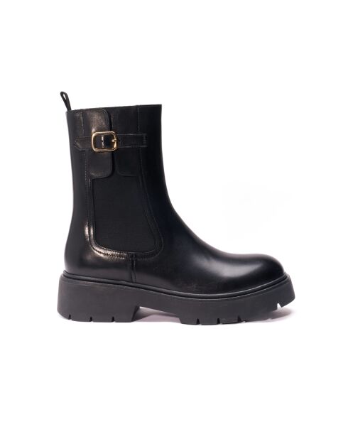 Chelsea-Stiefel aus Leder in Schwarz
