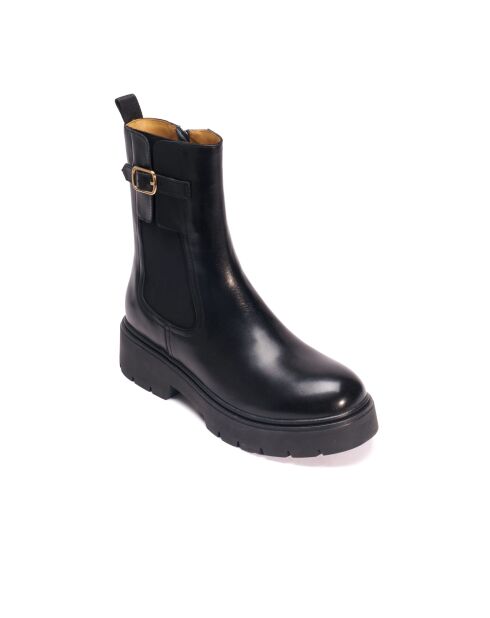 Chelsea-Stiefel aus Leder in Schwarz