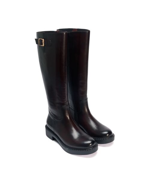 Bottes hautes en cuir noires