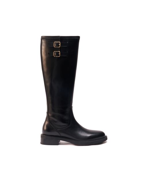 Dunkelbraune hohe Lederstiefel