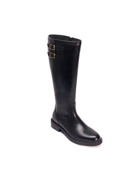 Dunkelbraune hohe Lederstiefel