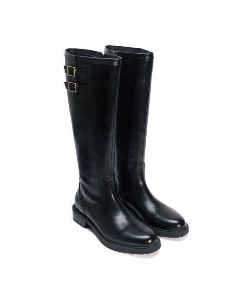 Dunkelbraune hohe Lederstiefel