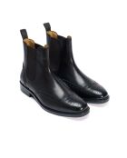 Bottines Chelsea à bout golf en cuir brun foncé