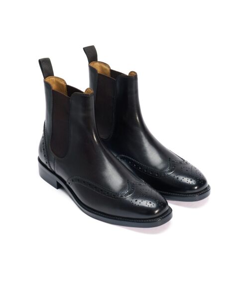 Bottines Chelsea à bout golf en cuir brun foncé