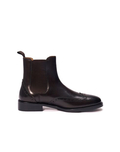 Bottines Chelsea à bout golf en cuir brun foncé