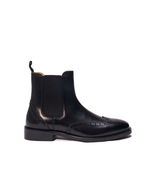 Bottines Chelsea à bout golf en cuir noires