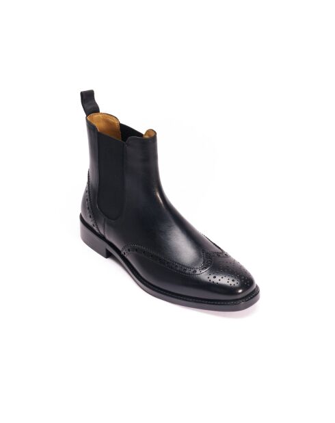 Bottines Chelsea à bout golf en cuir noires