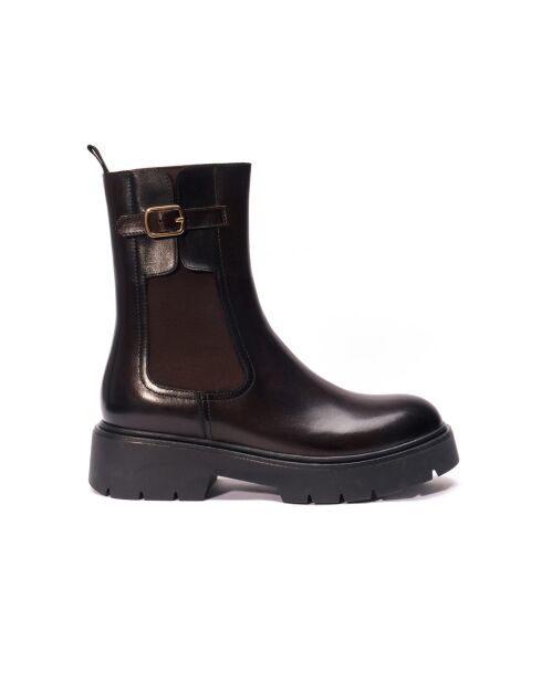 Bottines Chelsea en cuir brun foncé