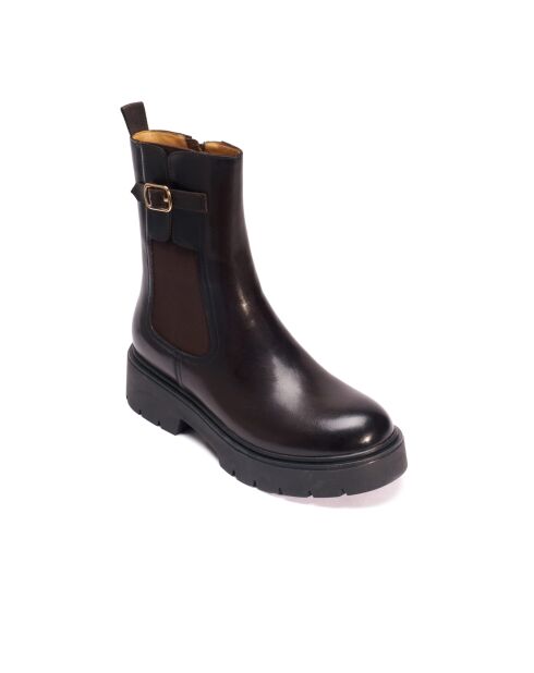 Bottines Chelsea en cuir brun foncé