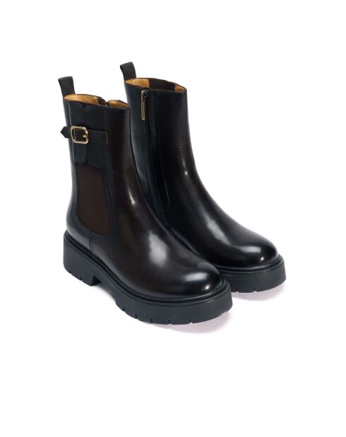 Bottines Chelsea en cuir brun foncé