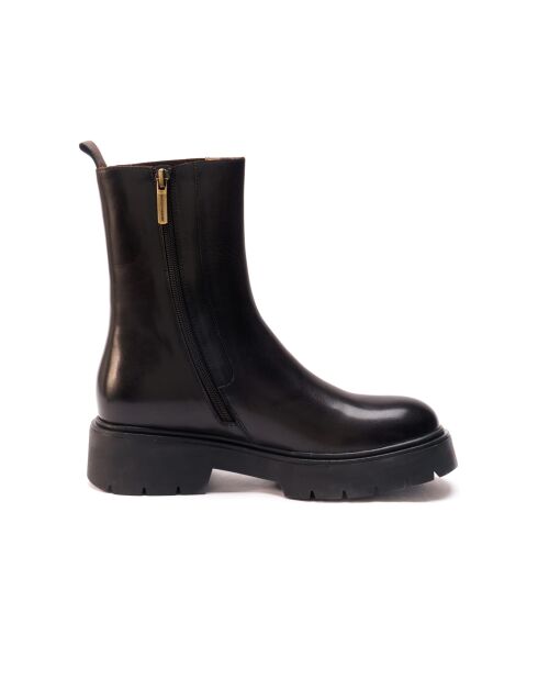 Bottines Chelsea en cuir brun foncé