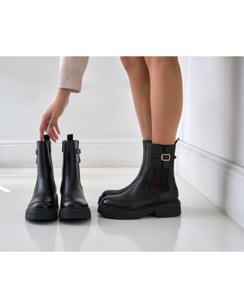 Bottines Chelsea en cuir brun foncé