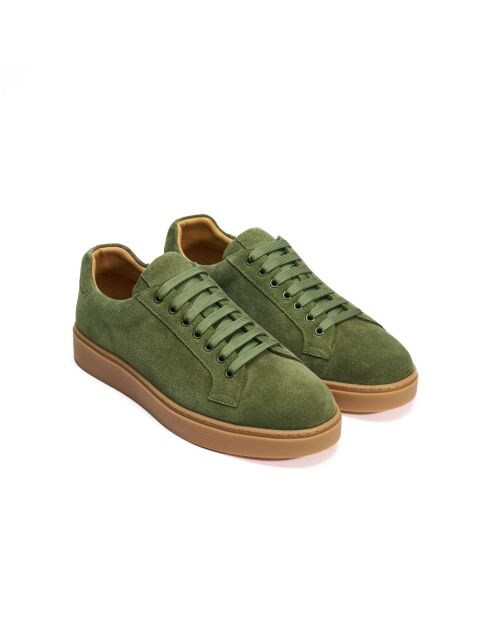 Sneakers classiche in pelle scamosciata verde tè