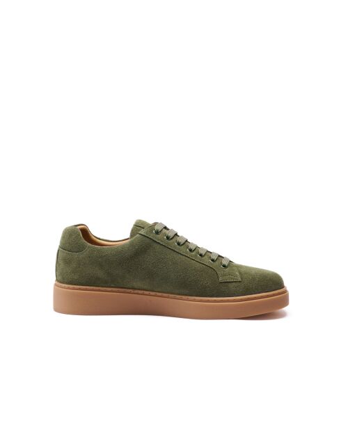 Sneakers classiche in pelle scamosciata verde tè