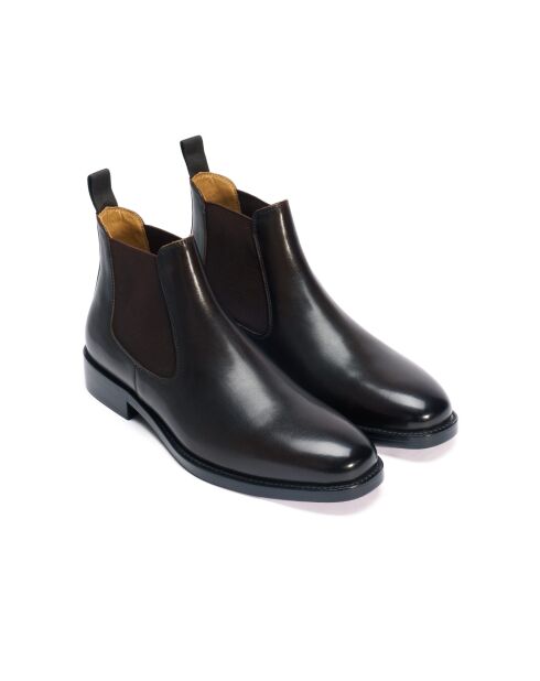 Bottines Chelsea en cuir brun foncé
