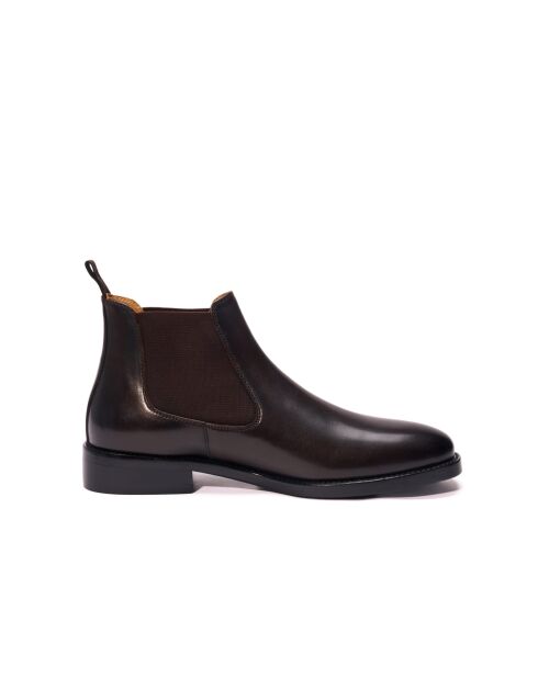 Bottines Chelsea en cuir brun foncé